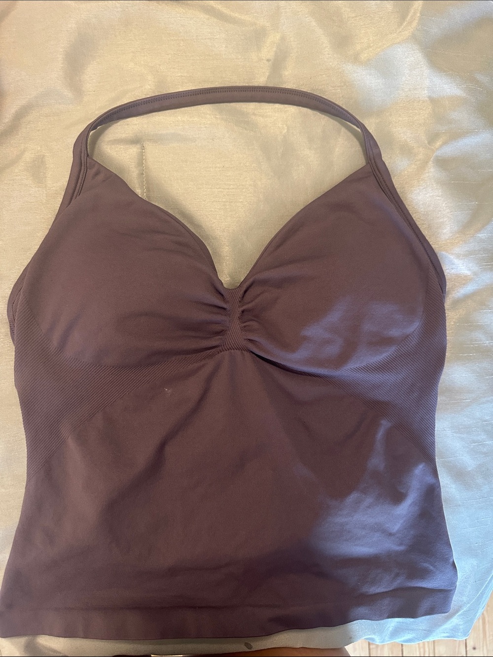 Dfyne Mauve Purple Ruched Bust Tank Top